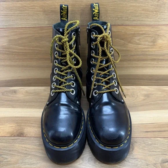 Dr. Martens Jadon Max Platform Chunky Womens 7 Combat Boots Black Leather Zip 38 - Picture 4 of 11